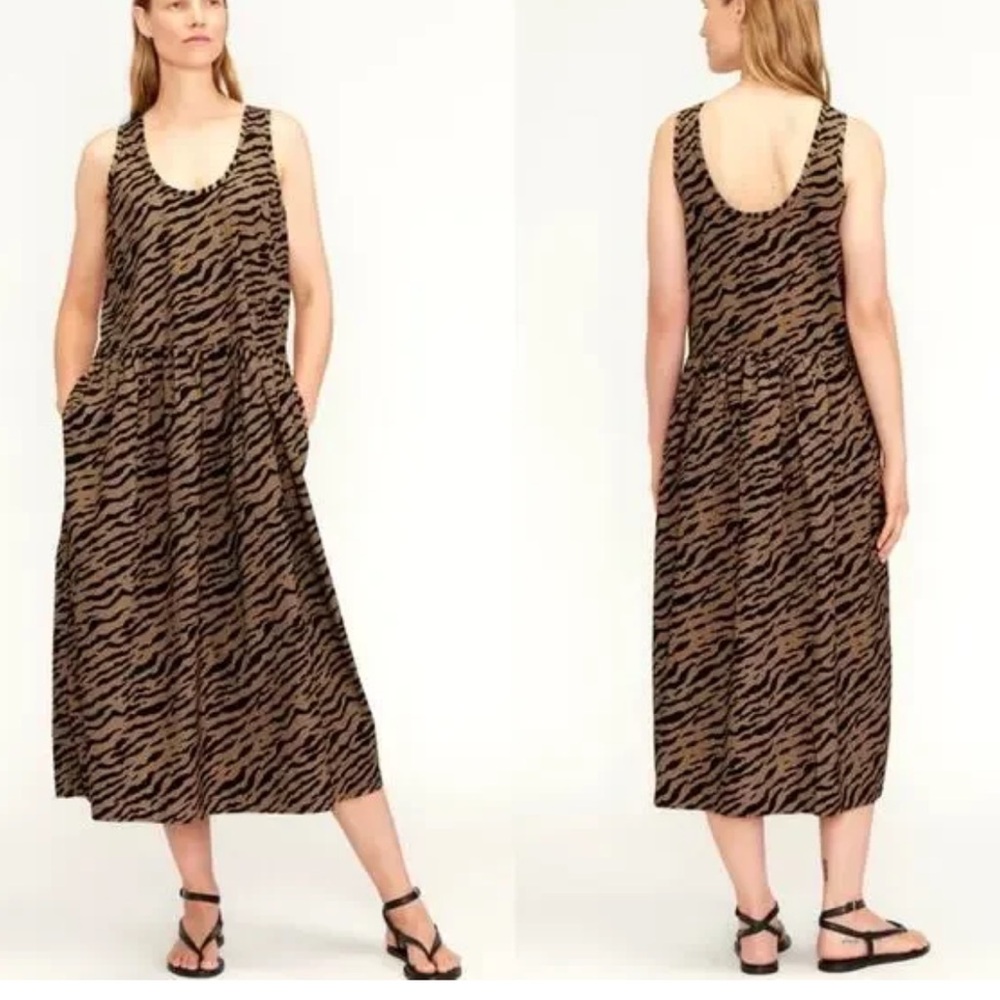 EVERLANE Zebra Print Sleeveless Smock Dress